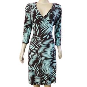 Ella Samani Faux Wrap Blue Brown Size XL Women's Dress #CB8